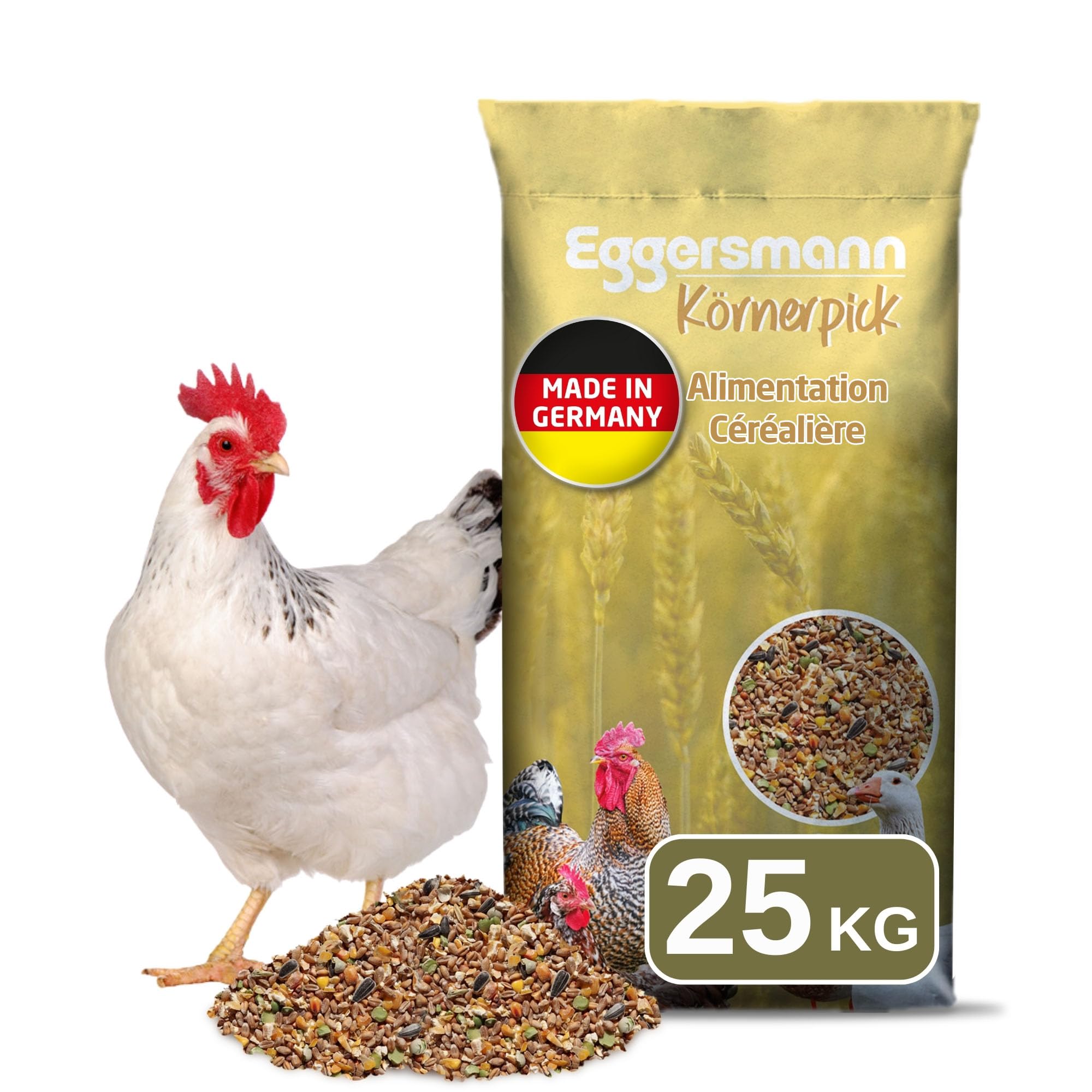 Eggersmann Körnerpick 25kg Premium Nourriture Poule - Premium Aliments pour volailles - Graines Poule - Premium mélange de graines pour Poules, oies & Canards de Fabrication Naturelle