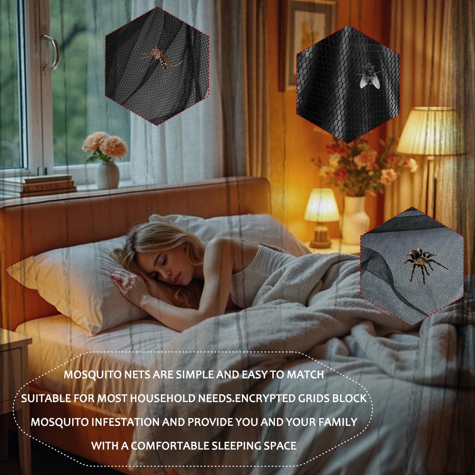 ACTOYS Zanzariera Letto, Zanzariera Quadrata Grandi Dimensioni, Universale Zanzariera per Letto Singolo Matrimoniale,Zanzariera Baldacchino per Terrazzo Gazebo Tenda da Sole Campeggio (Nero-1 porta)