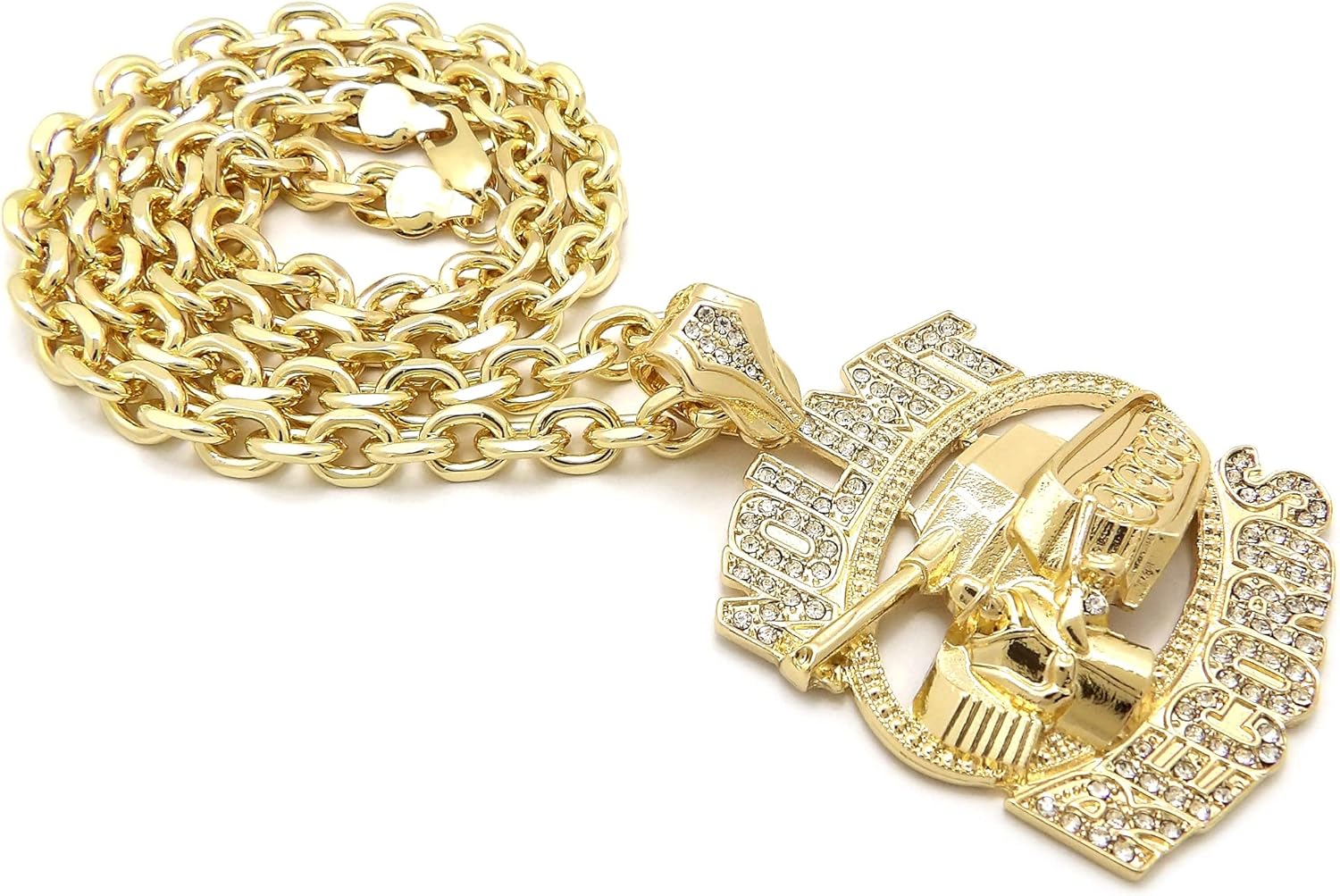 Iced Out No Limit Records Pendant 5mm 18" 20" 24" Link Chain Hip Hop Necklace RC4364 (Gold, 24)