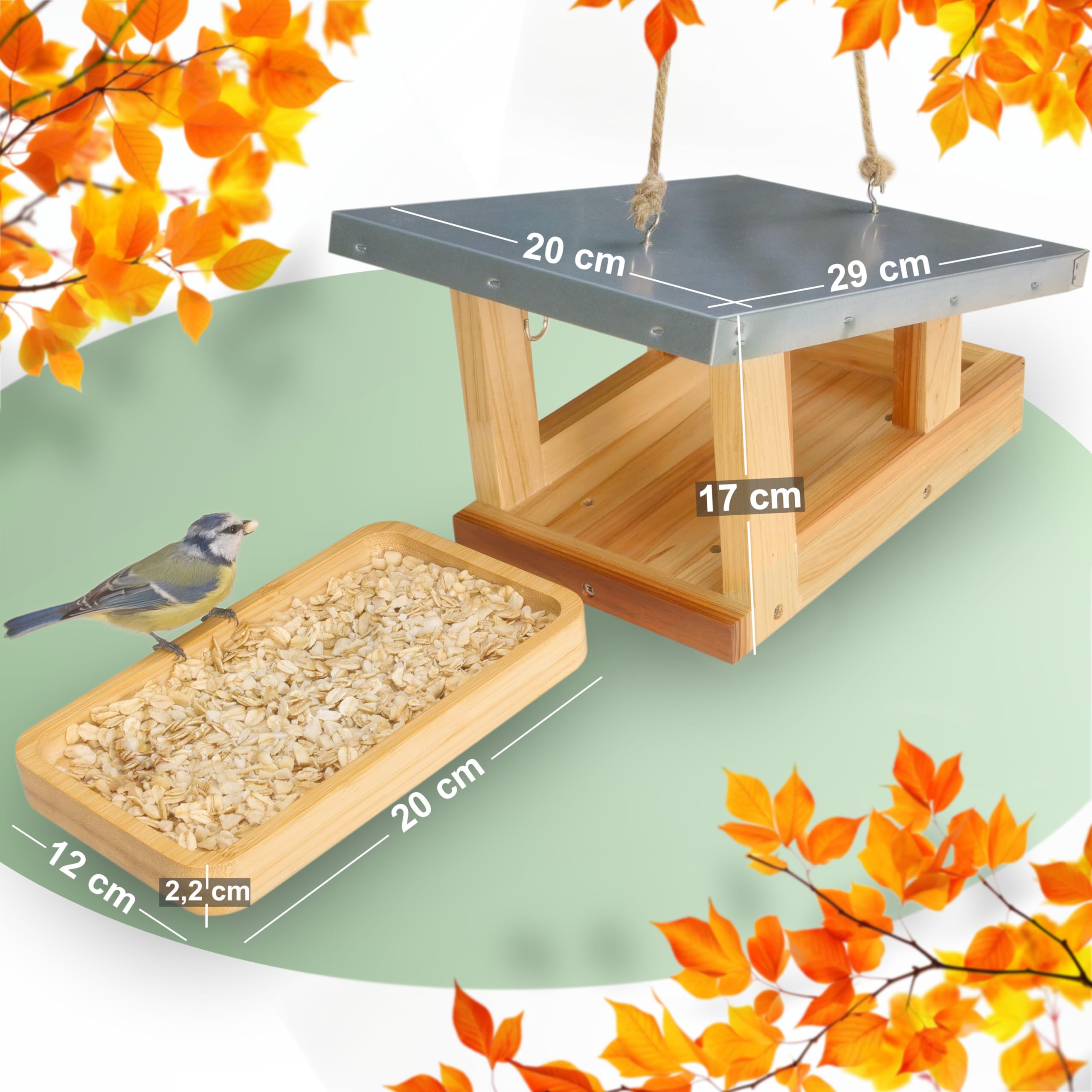 Steady Nature Vogelhaus zum Aufhängen mit Futterschale - Vogelfutterhaus Holz I Futterhaus für Vögel - Vogelhäuser für draußen - Bird Feeder Vogelfutterhäuschen Futtervogelhaus Vogelhäuschen kaufen