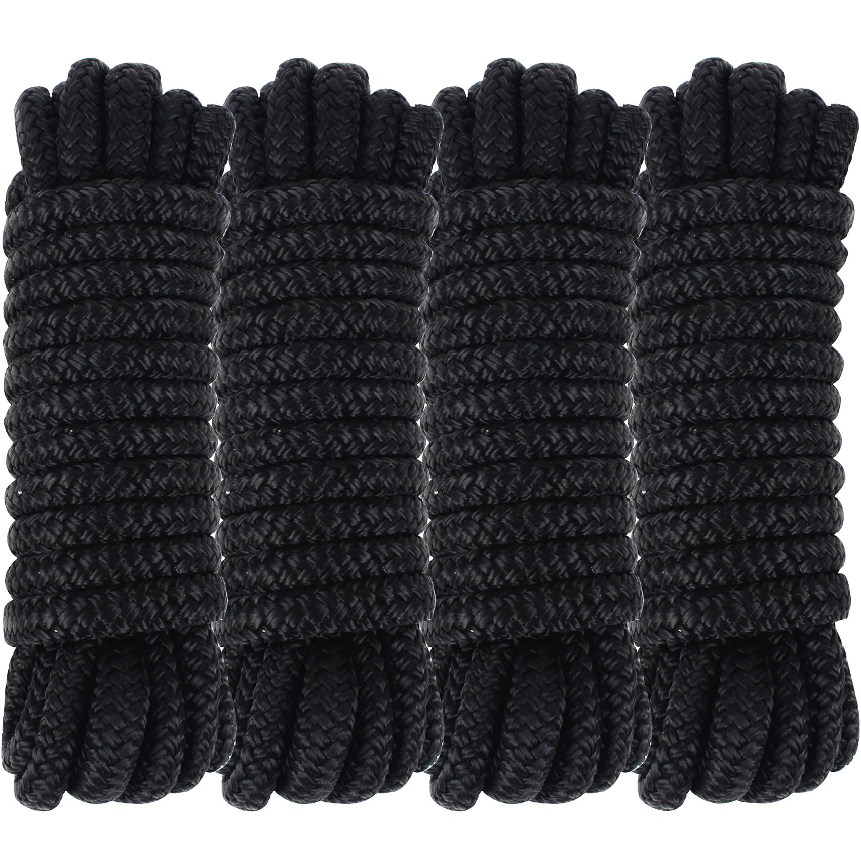 Dock Lines 20' x 1/2" Double Braided Marine Mooring Ropes 2 Pack, Boat Ropes for Docking with 12'' Eyelet Premium Dock Lines for Boats