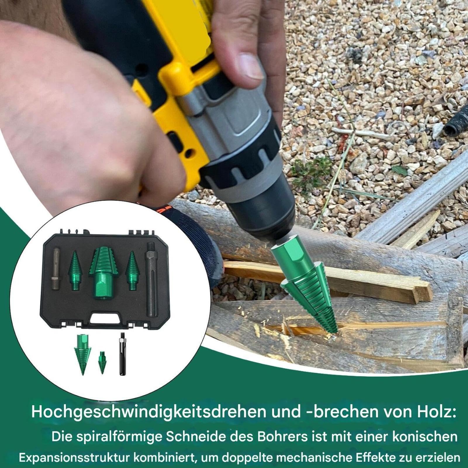 Punta per spaccalegna per tronchi di legno, strumento per spaccare viti coniche ad alta resistenza, fissaggio robusto, rimozione di ceppi di alberi, produzione di mobili, riparazione domestica