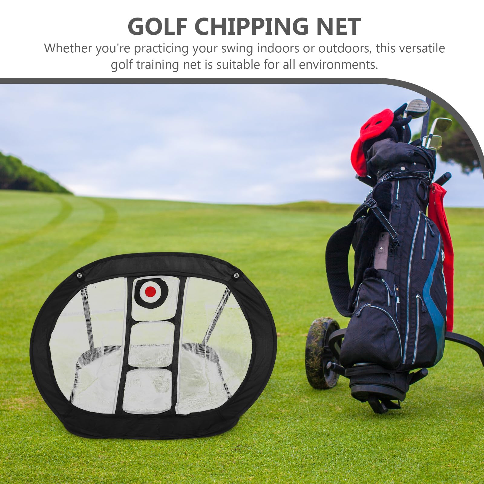 Golf Chipping Übungsnetz aus 210d Polyester Faltbares Trainingsnetz für Indoor und Outdoor Leicht zu Tragen zur Verbesserung der Golf Fähigkeiten