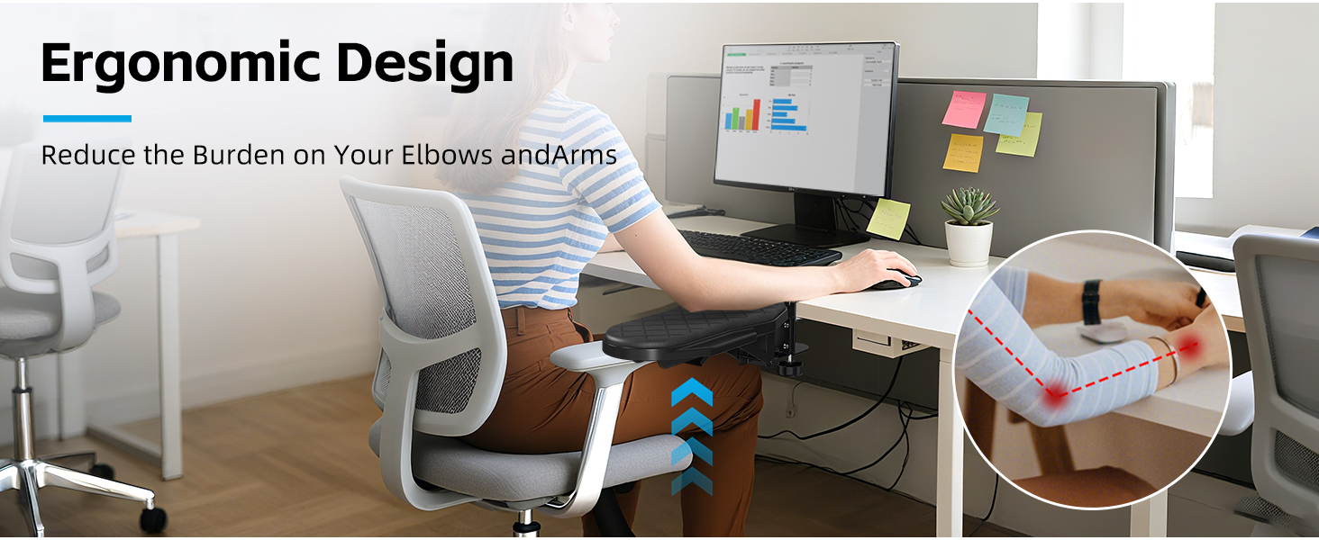 CABTE Ergonomics Desk Extender Tray, Table Mount Arm Wrist Rest Shelf