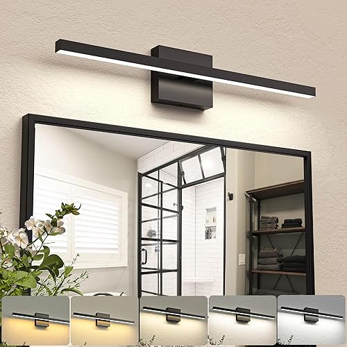 NIORSUN 23.6 inch Black Bathroom Vanity Light,14W 5CCT Dimmable LED Bathroom Lighting Fixtures Over Mirror, Modern Vanity Lights for Bathrooms Restroom Mirror- ETL Certified
