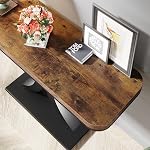 39.4" Table de console, Table d'entrée industrielle avec base en métal en forme de X, Table de canapé en bois rustique pour salon, Hallway, Foyer, Brown & noir