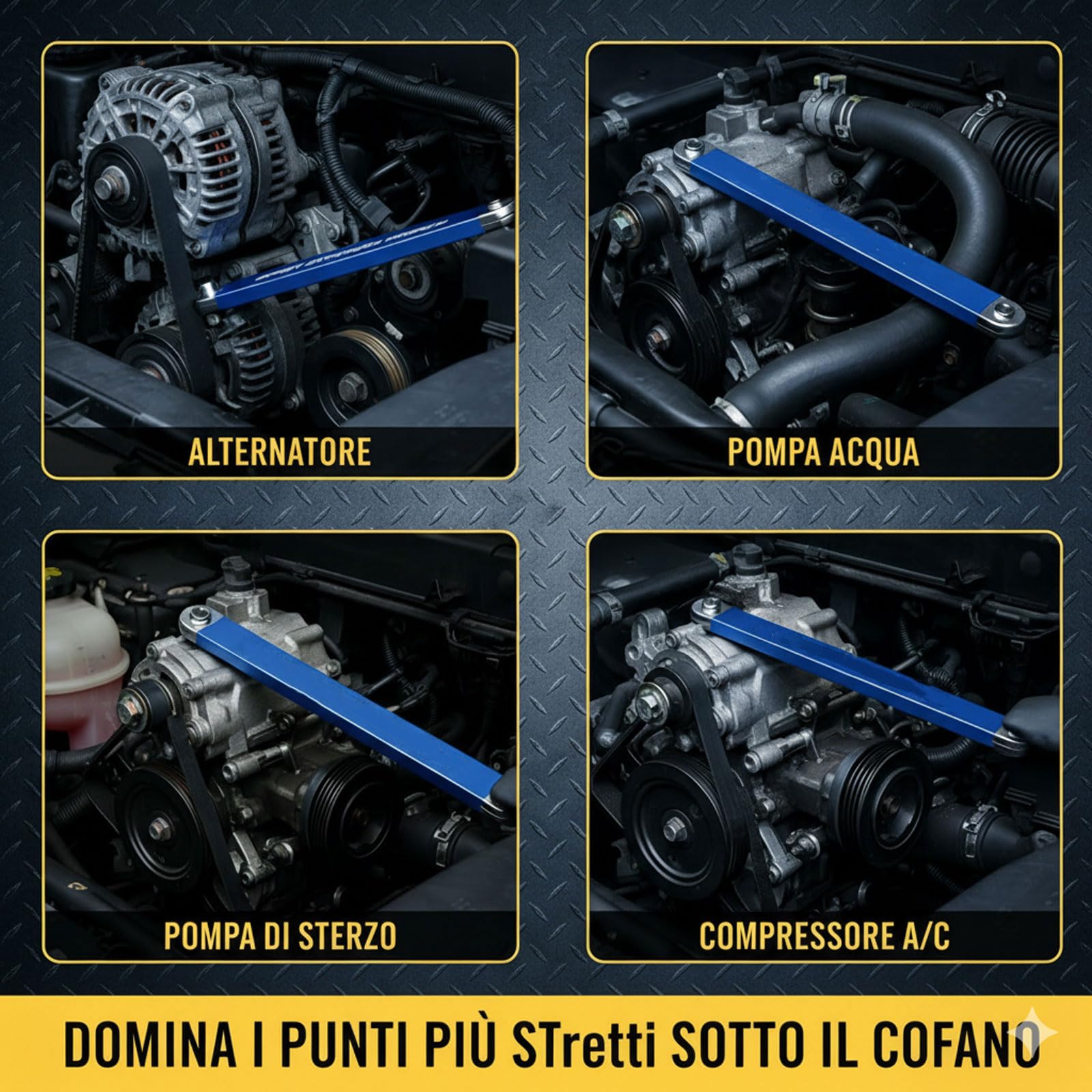Generico Chiave Offset Schraubwerk, Estensione per Cricchetto con Meccanismo a Catena, Strumento per Spazi Stretti Motore Auto e Moto, Trasferimento di Coppia 1:1, Adattatori Inclusi (A,1)