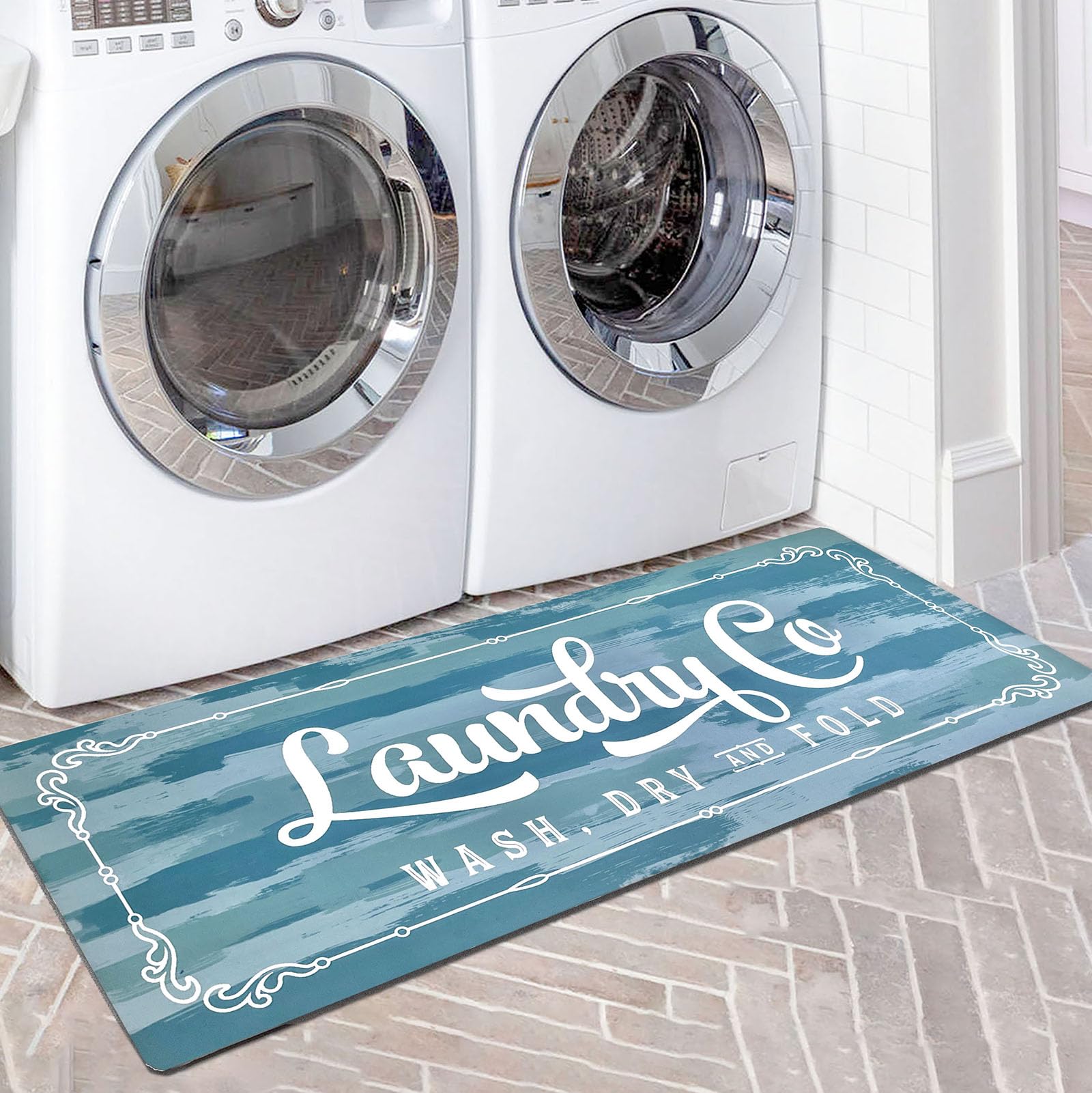 Lansny Laundry Room Rug Runner 20"x48" Non Slip Waterproof Laundry Mats for Laundry Room Decor Washable Floor Farmhouse Laundry Rug for Mudroom,