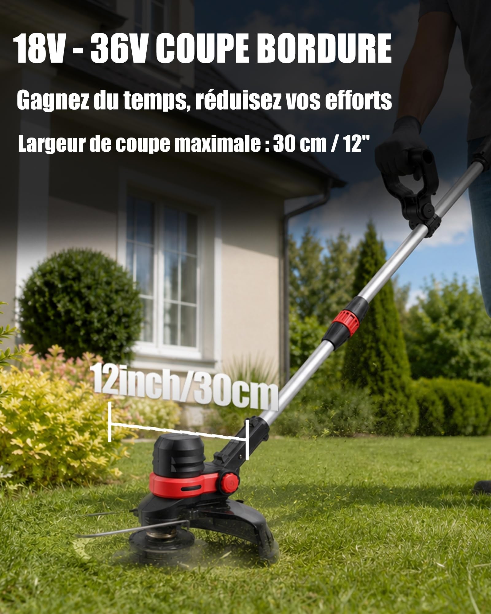 Coupe Bordure sans Fil pour Makita Débroussailleuses Batterie, 30cm Coupe