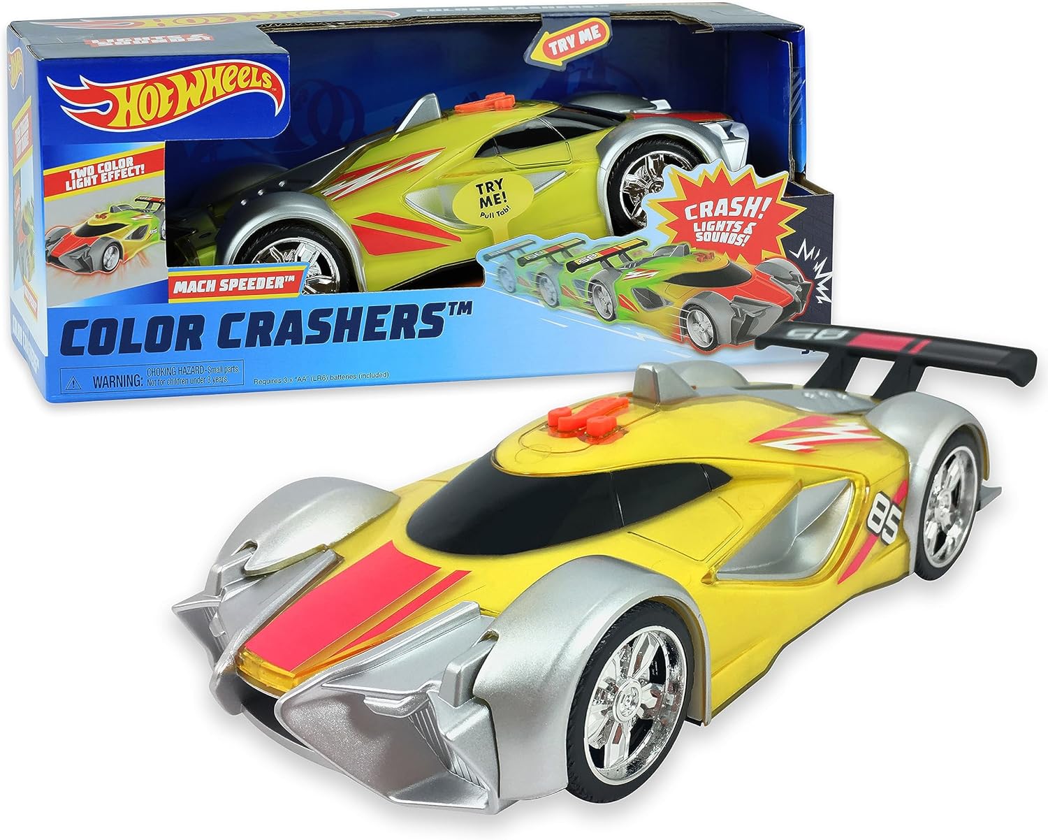 Hot Wheels Color Crashers Cyber Speeder Vehicle, 10-Inch Blue Motorized Toy Car with Lights and Realistic Racing Sounds, Kids Toys for Ages 3 Up by Just Play