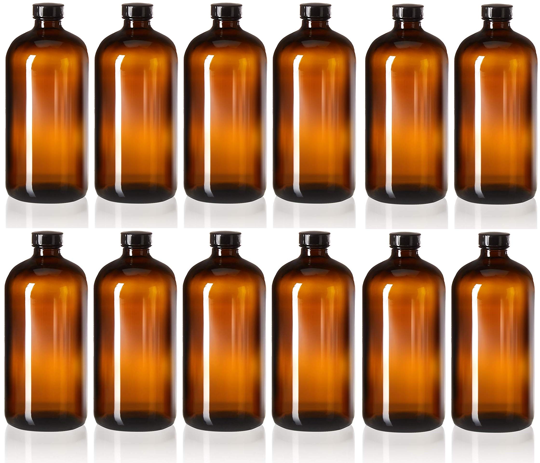 Set of 1232oz Boston Glass Bottles Amber Glass Brewing Bottles for