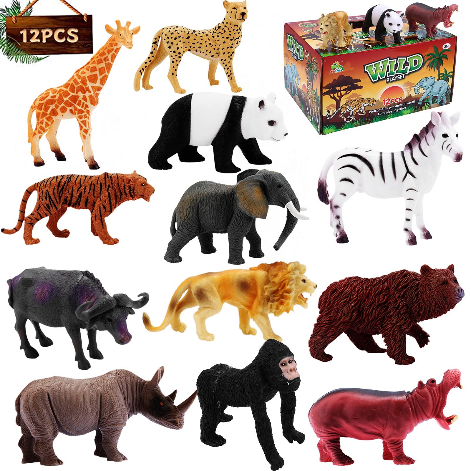 Buy Safari Animal Figurines Toy Realistic Jungle Zoo Toy Set Wild
