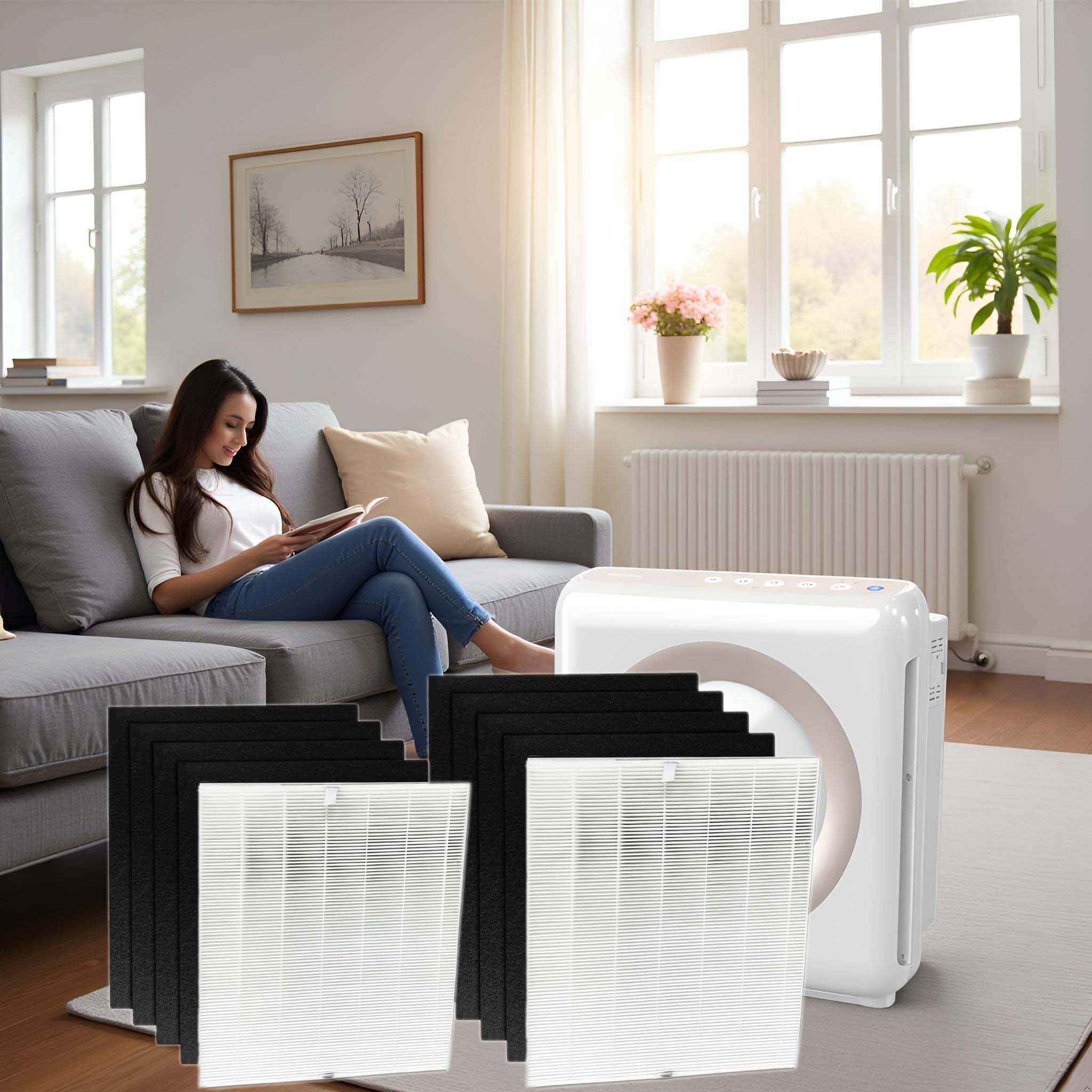 Filtro de aire HEPA de repuesto + 4 prefiltros de carbono, compatible con COWAY Airmega 200M AP-1512HH AP-1518 Purificador de aire, kit de filtro H13 de alta eficiencia #3304899 (aire 200M 2+4)