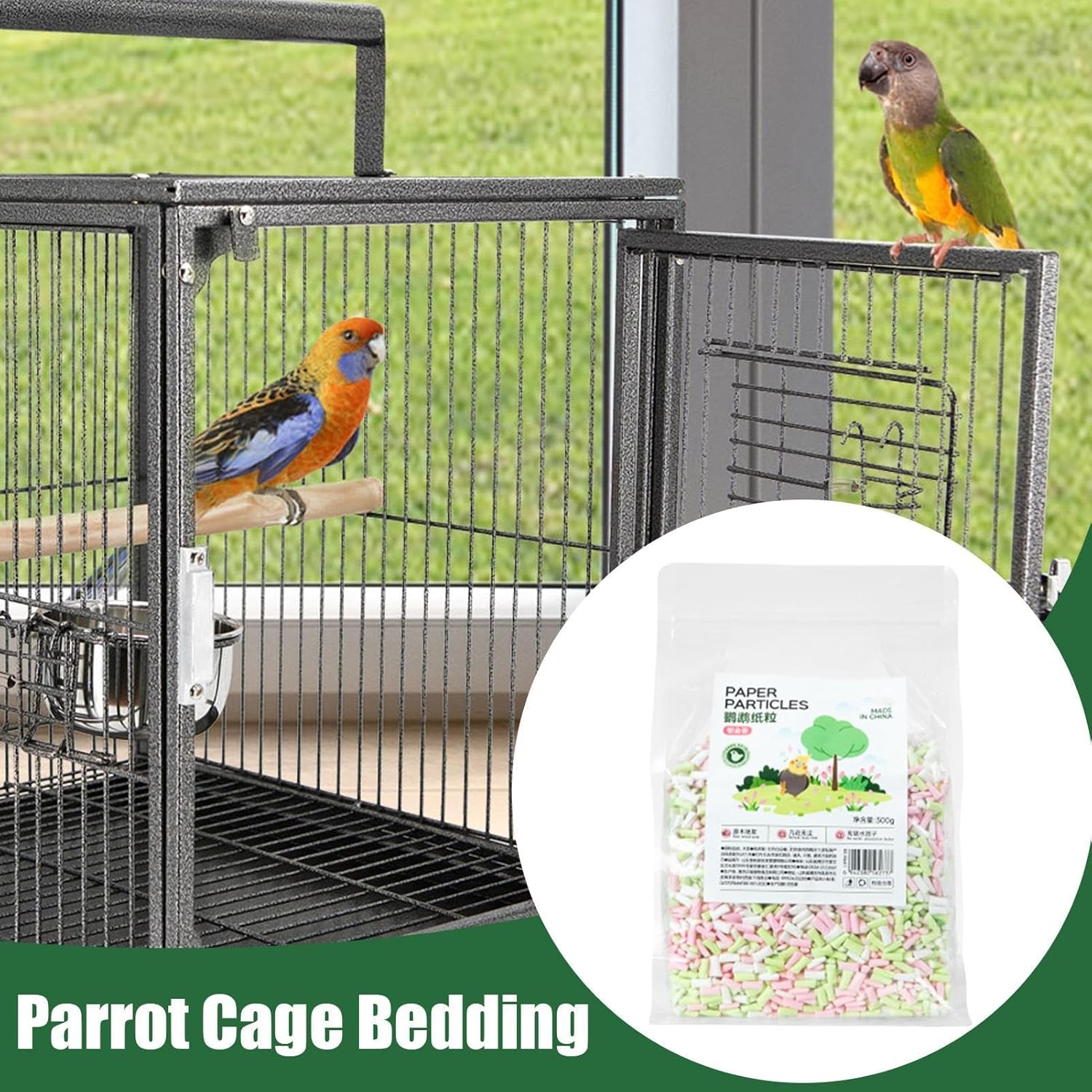 Bird Cage Bedding, Parrot Cage Liner, Natural Bird Litter, Soft Wood Shavings with Odor Control and Comfortable Texture for Both Pets and Owners, 5.91x9.84x2.36 Inches 4