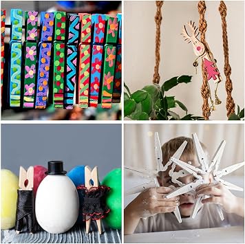 100pcs Clothes Pins Wood - 4 inch Heavy Duty Wooden Clothespins for Hanging Clothes Outdoor Clip,Crafts