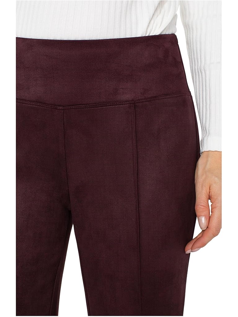 Burgundy Liverpool Los Angeles Pearl Full Length Flare Pants W/ Pintucks