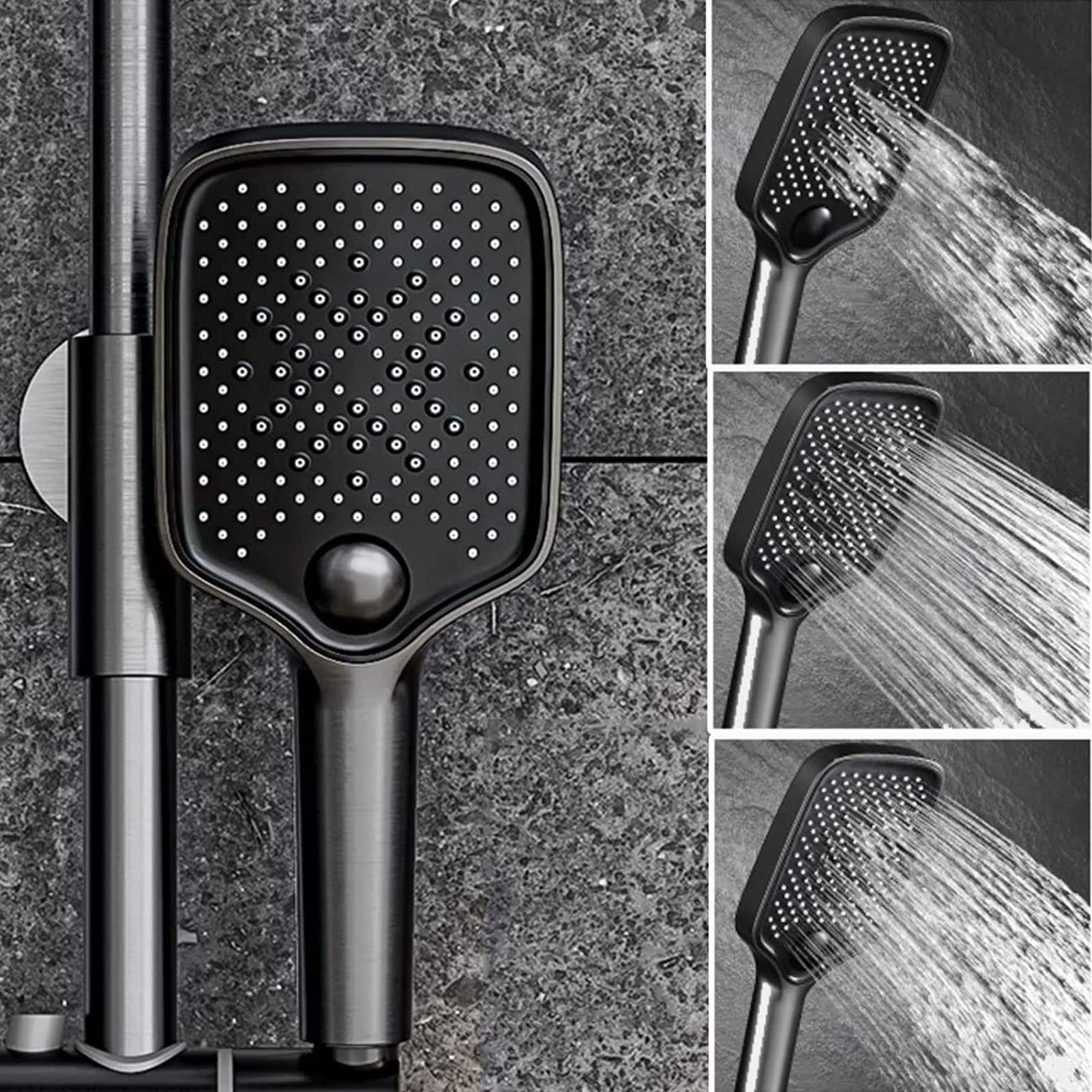 System prysznicowy termostatyczny, zestaw baterii prysznicowej z wyświetlaczem temperatury, głowica prysznicowa, 3 tryby prysznica ręcznego, bidet, wylewka wannowa, bateria prysznicowa do wanny