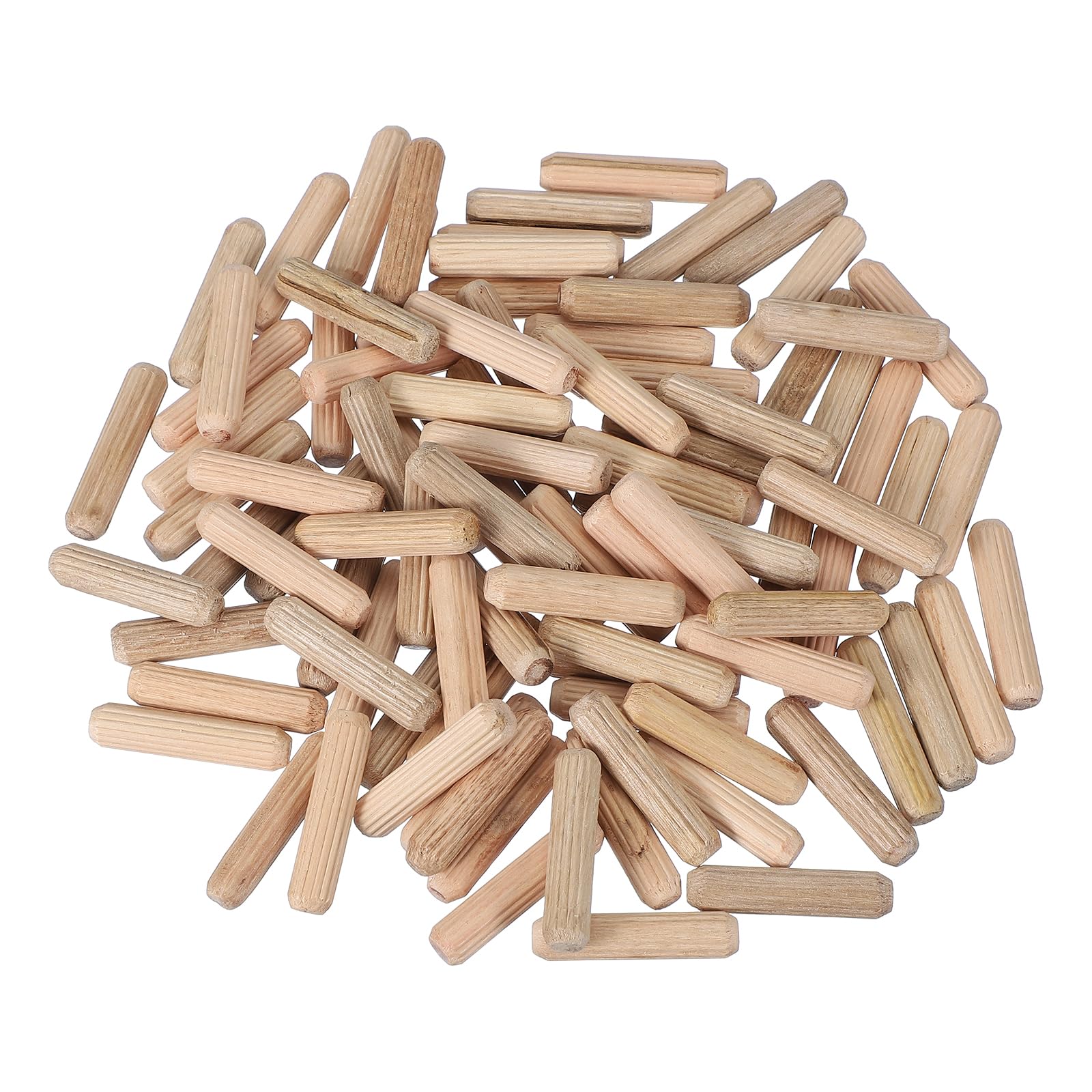 PATIKIL Wooden Dowel Pins 5/16" x 1-3/8" (8mm x 35mm) Straight Dowel Rods Wood Fluted Dowels Rods for Crafts Furniture DIY Hardwood Count 100