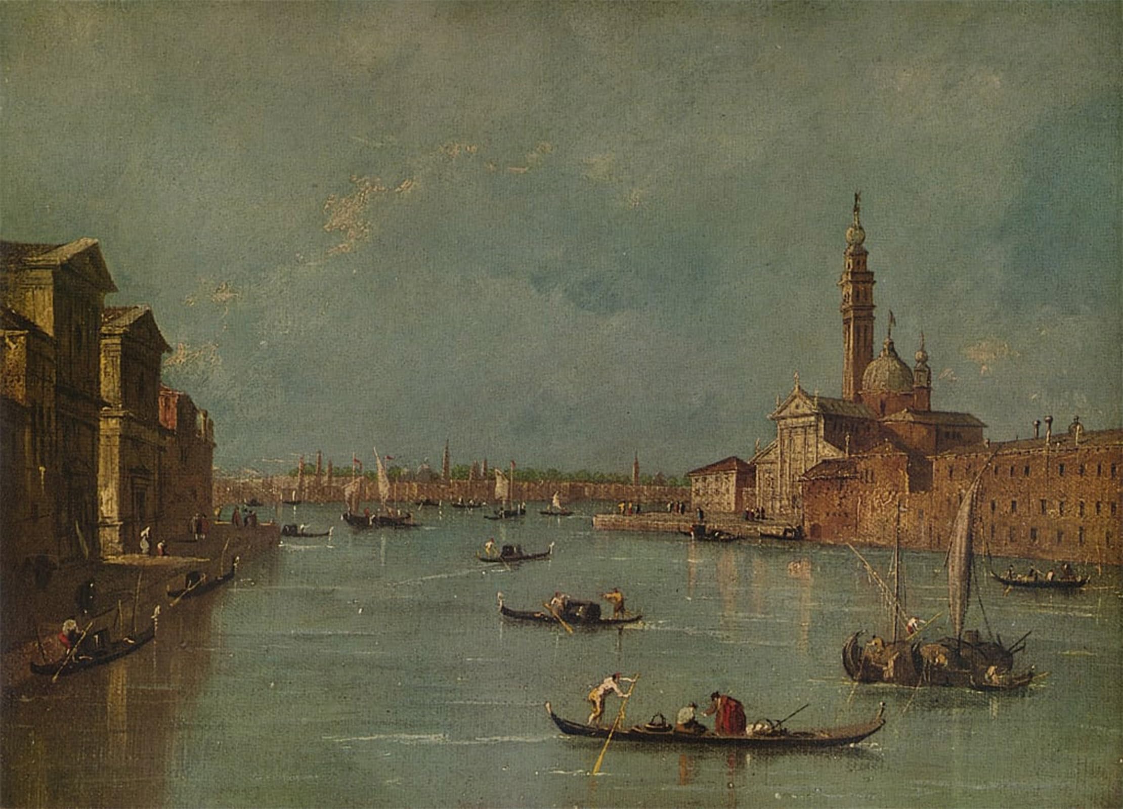 POSTERIIk Vintage Classic Picture Landscape Artwork the Island of San Giorgio by Francesco Guardi Portrait Canvas Painting for Office Home Decor 60x90cm