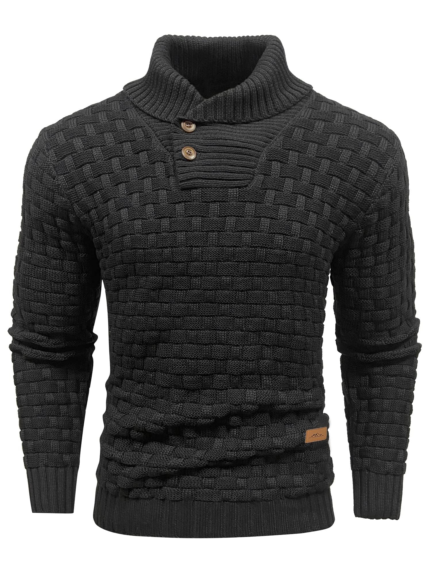 Jersey para Hombre Suéter Sudadera De Punto Tejido Grueso para Hombre Suéter con Cuello Alto Jersey con Dos Botones Invierno