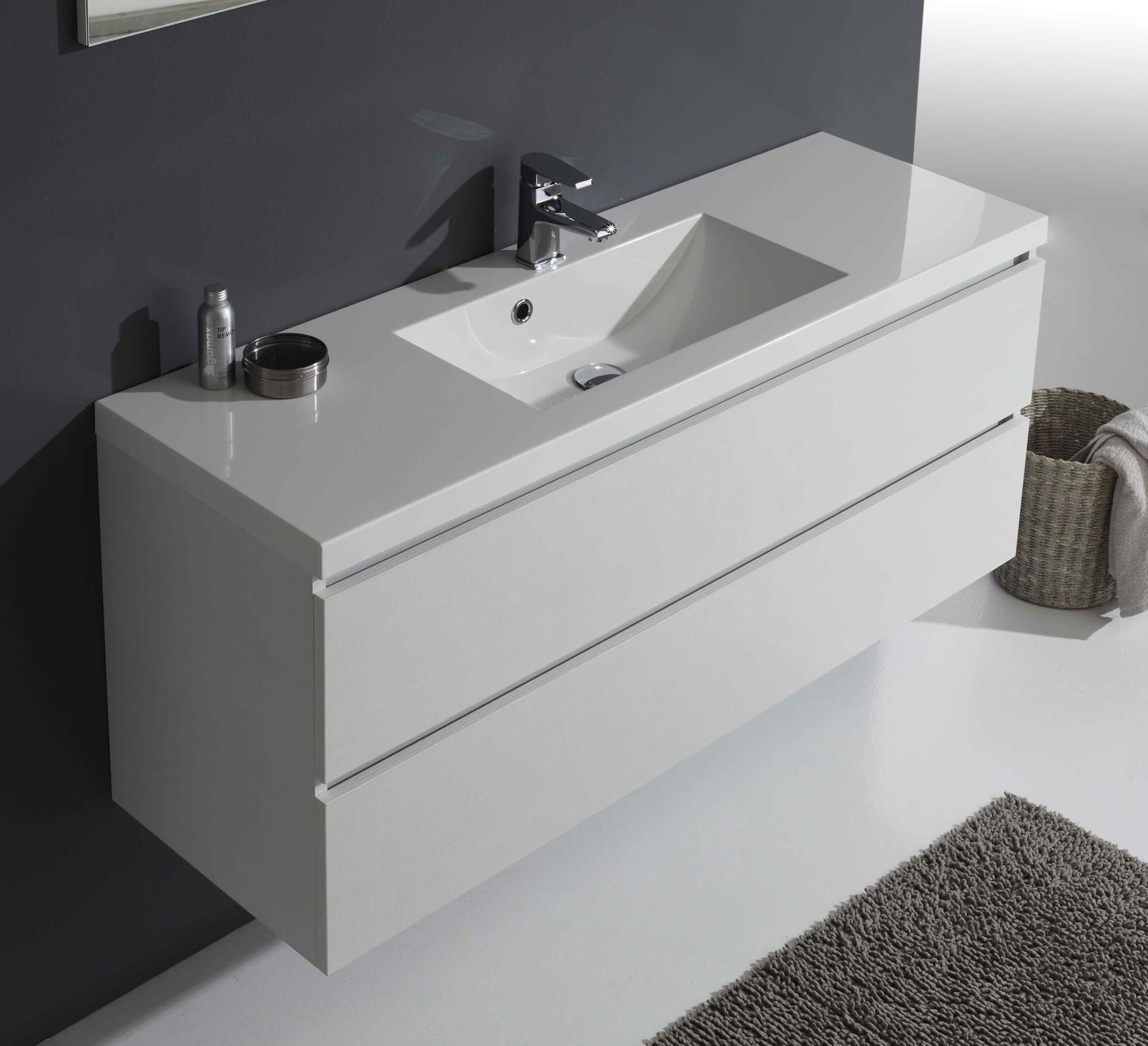 Kiamami Valentina - Mobile Bagno Con Cassetti 120 Cm In Bianco Foresta | Manhattan