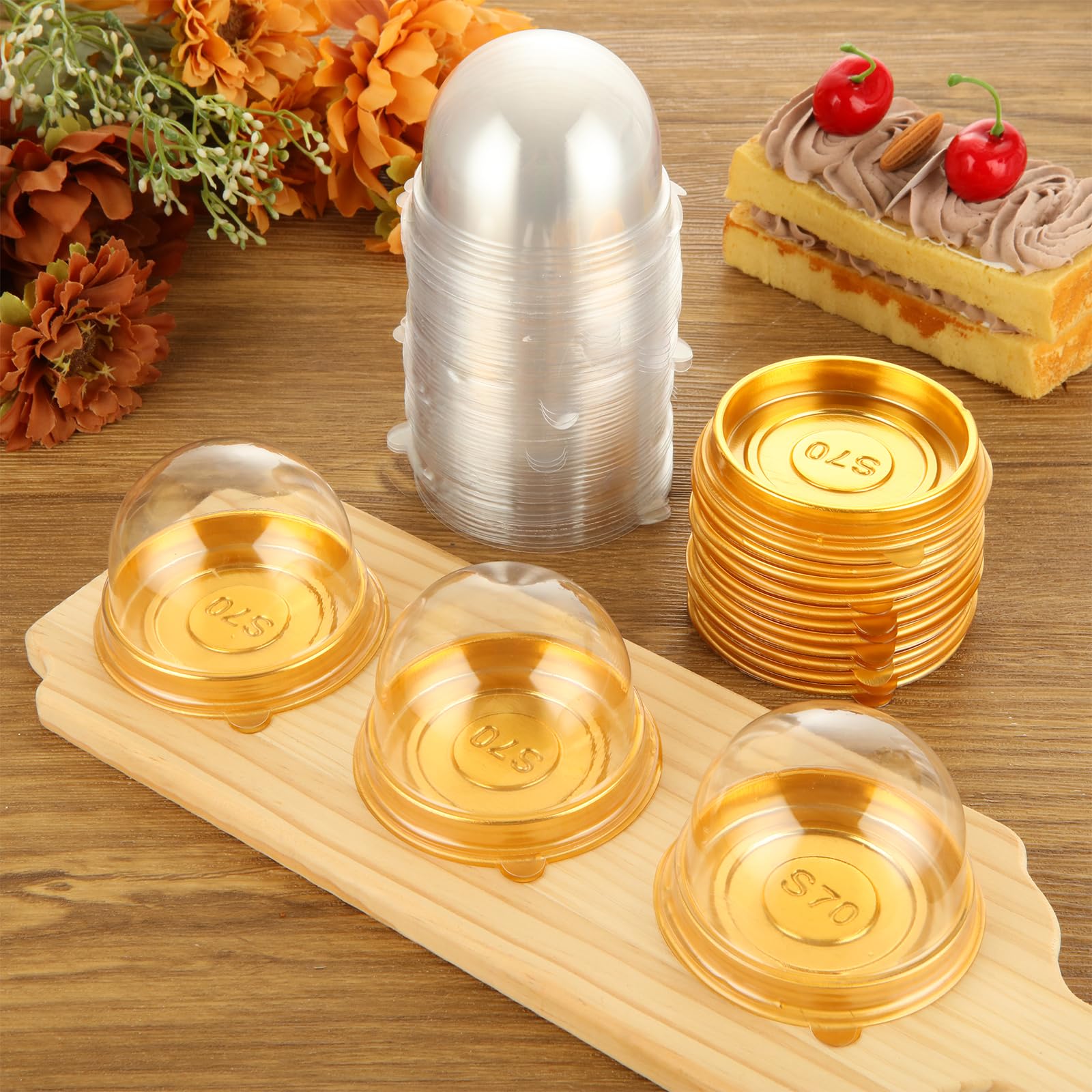 Mini Flan Containers 50 Pack Clear Plastic Mini Cake Boxes
