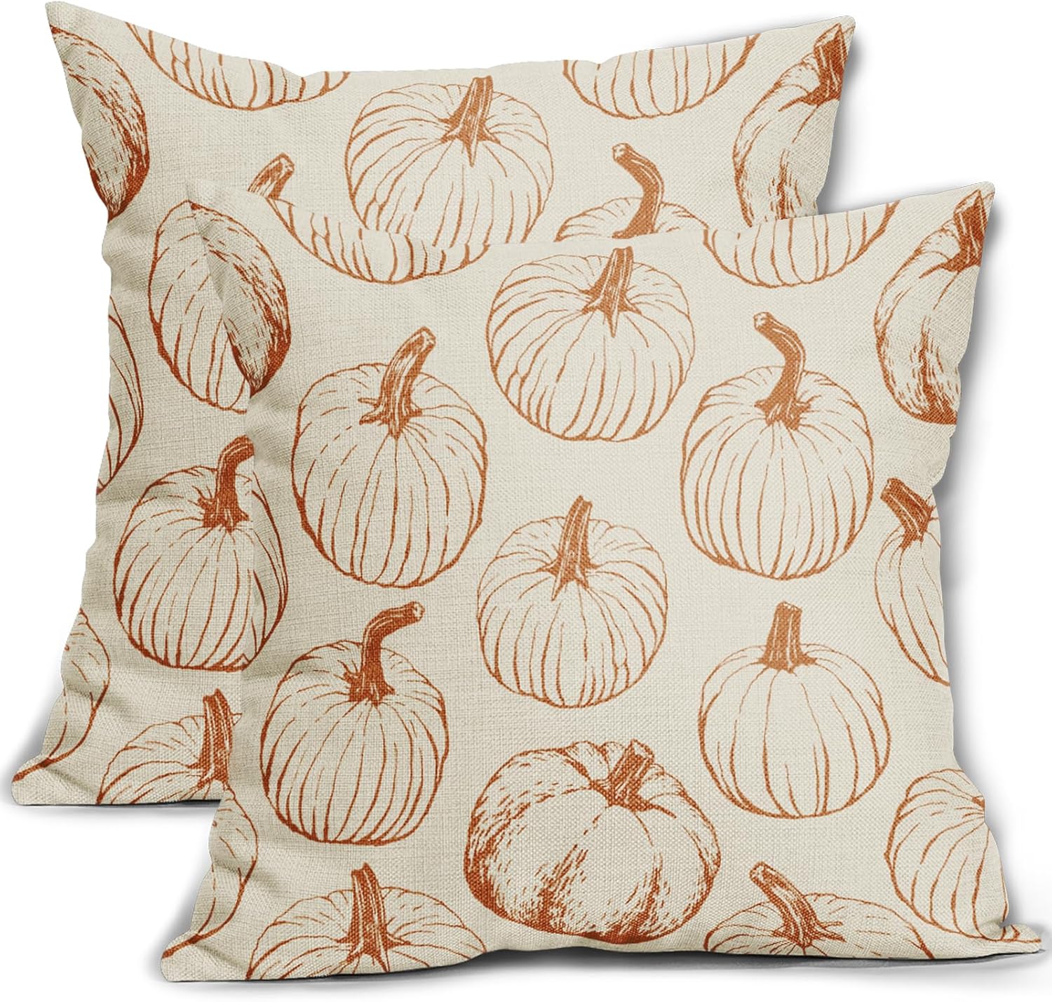 Fall Pillow Covers 24x24 Set of 2 Burnt Orange Pumpkin Autumn Colored Thanksgiving Harvest Decorative Outdoor Pillowcases Farmhouse Throw Cushion Case Decor for Home Couch Sofa Bed 24" x 24" (Pack of 2) Burnt Orange Cream