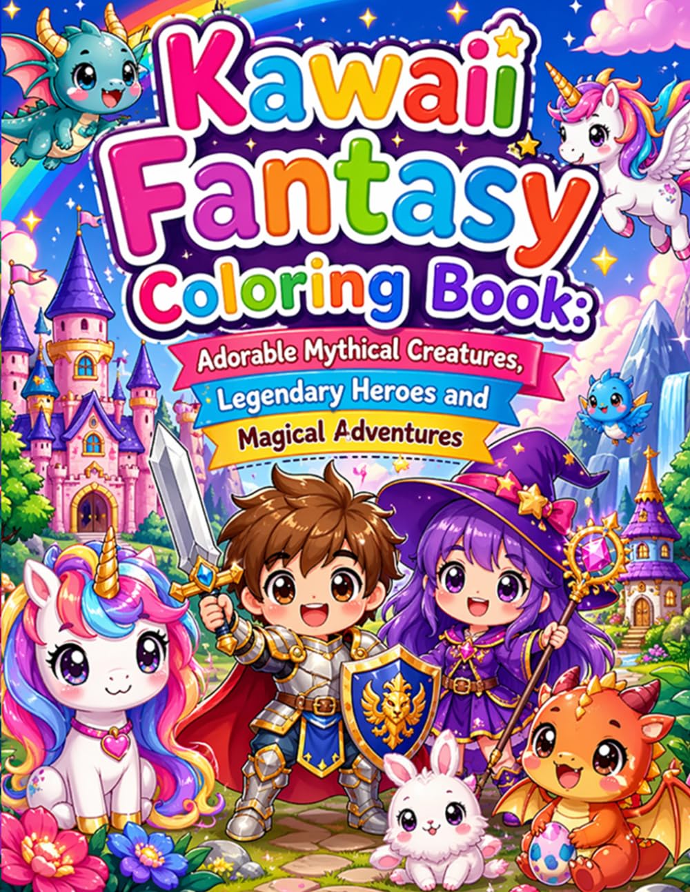 Kawaii Fantasy Coloring Book: Adorable Mythical Creatures, Legendary Heroes and Magical Adventures: A Cute and Magical Journey with Unicorns Dragons ... Fantasy Worlds for Relaxation and Creativity