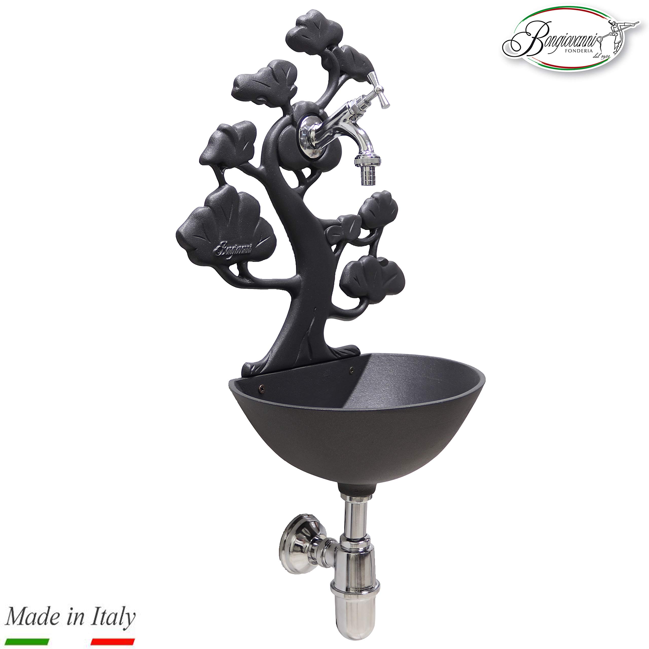 Fontanella Da Muro Azalea In Alluminio - Colore Antracite Con Rubinetto Ottone Per Giardino E Casa - Foto 3