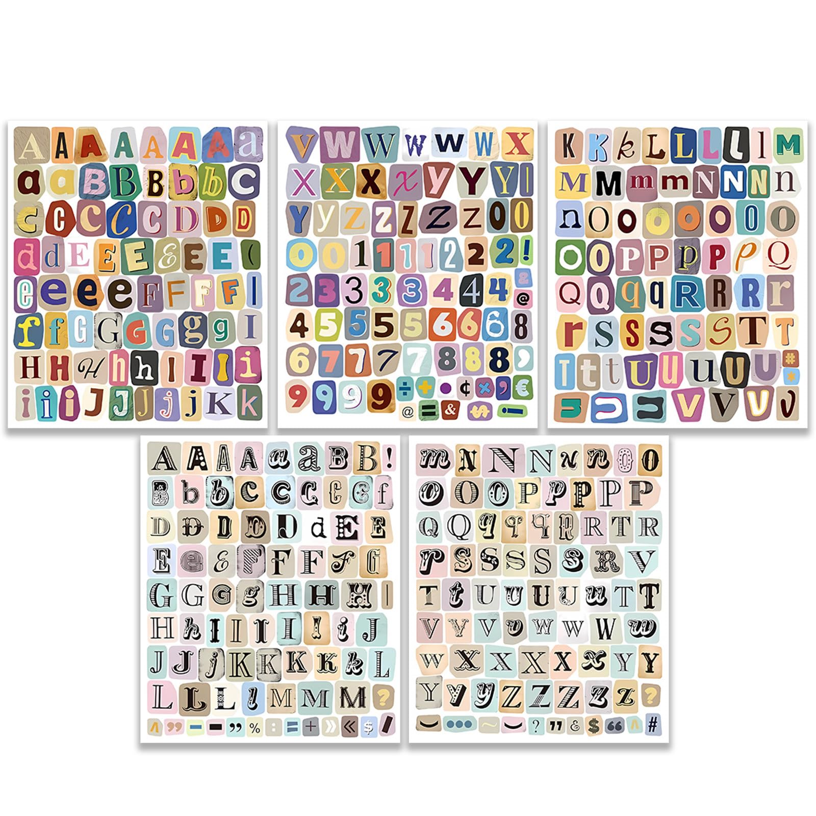 Ysuy 378Pcs Retro Stickers - Self Adhesive Alphabet Letter Stickers For Scrapbooking & Stamping Supplies, Mini Stickers For Travel Scrapbook, Diy Initial Letters, Cool Stickers For Journals (378Pcs)
