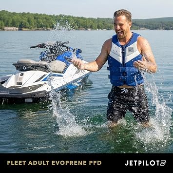 Jetpilot Fleet Neoprene Coast Guard Approved Life Jacket PFD (NVY/WHT, XL/2XL)