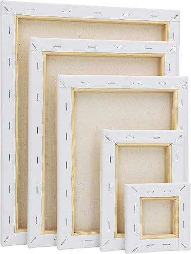 Miniatura 93 de FIXSMITH Lienzo estirado de 6 x 8 pulgadas, paquete de 12 lienzos blancos en blanco para pintar, imprimado, 100% algodón, perfil de 5/8 pulgadas