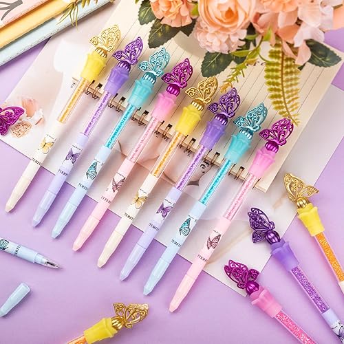 Miniatura 3 de WDAHDHP Bolígrafos de gel de mariposa, 28 bolígrafos de mariposa en 4 colores, bolígrafo de tinta negra con mariposa en la parte superior para boda,