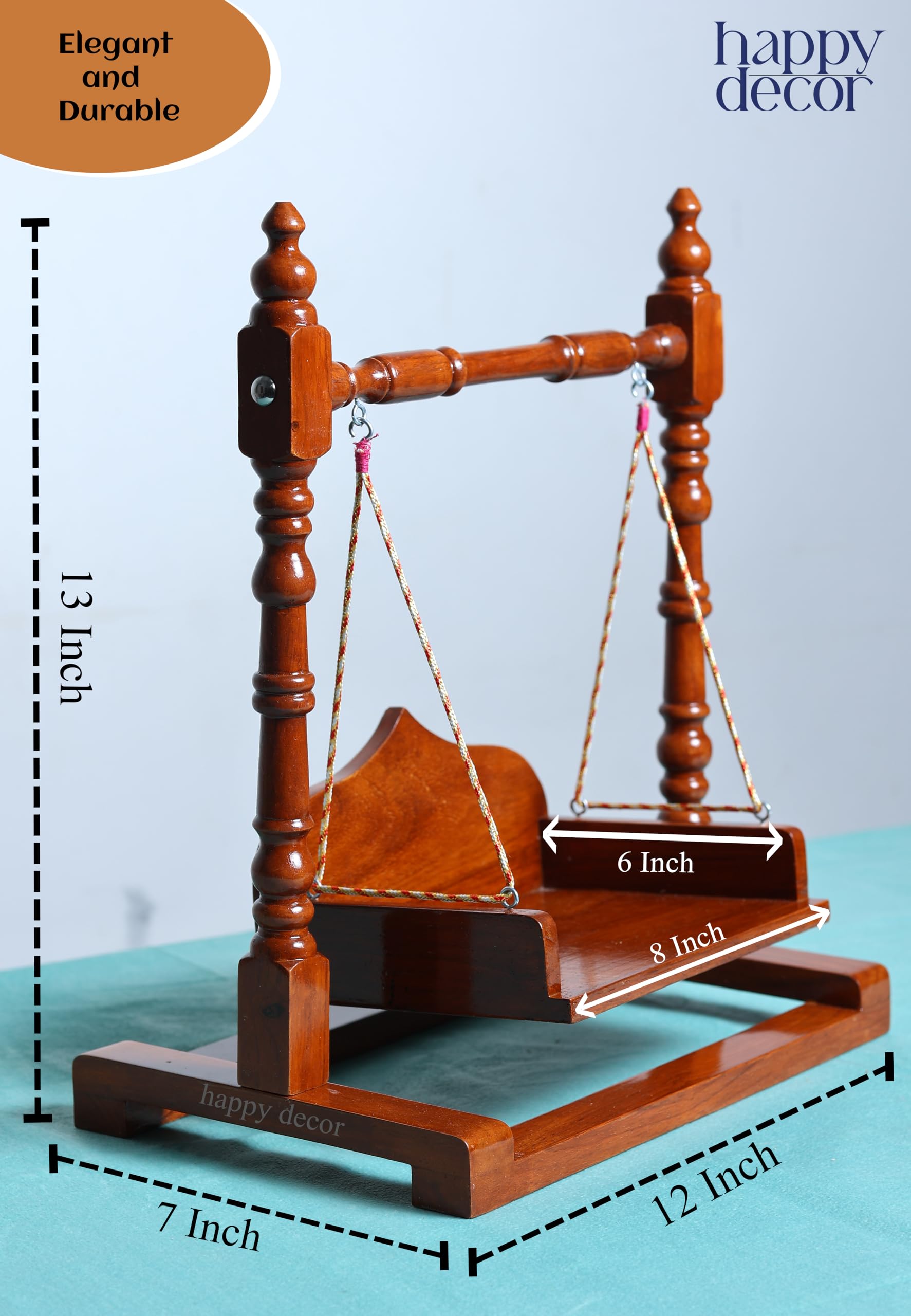 Sheesham Wooden Jhula for Bal Gopal - Krishna Swing -2