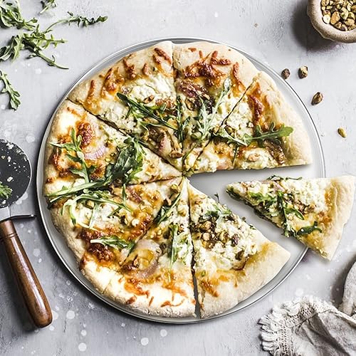 Vista 9 de Deedro Bandeja para hornear pizza, bandeja de pizza de acero inoxidable de 10 pulgadas, bandeja redonda para horno de pizza para el hogar