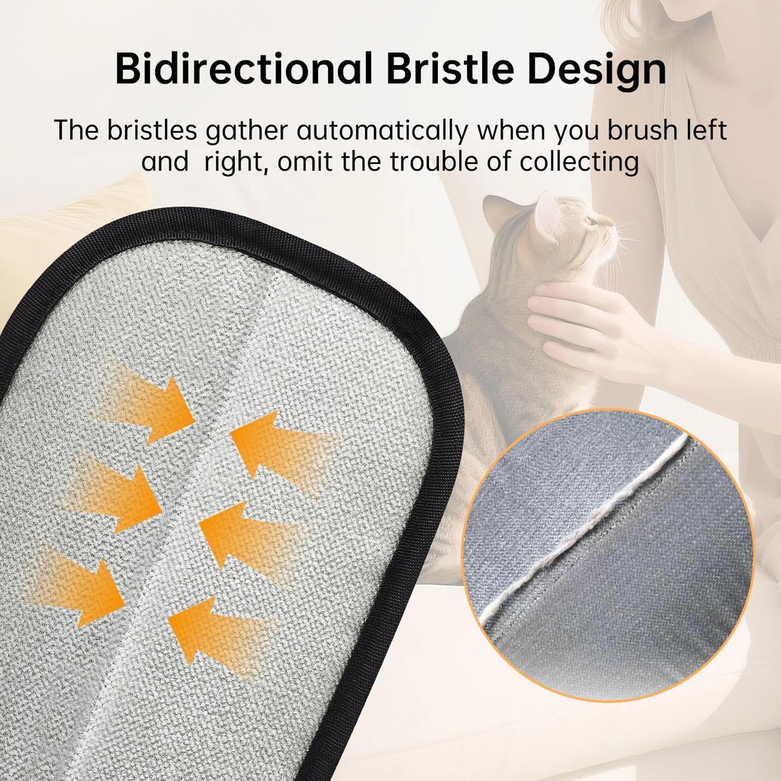 Pet Hair Removal Glove for Cats and Dogs Cat Brush Glove, Double Sided Pet Grooming Gloves - Image 3