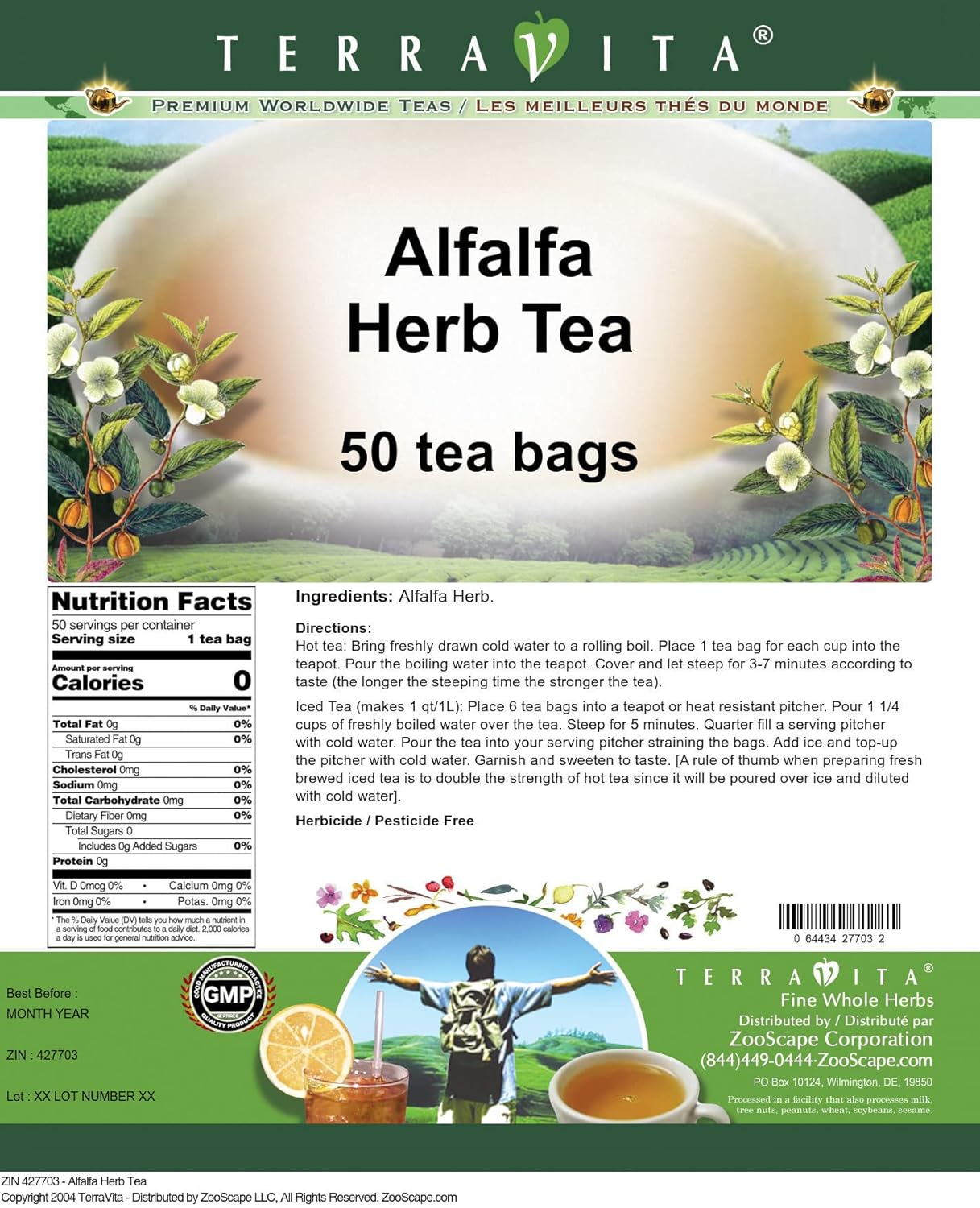Alfalfa Herb Tea (50 tea bags, ZIN: 427703) - 2 Pack