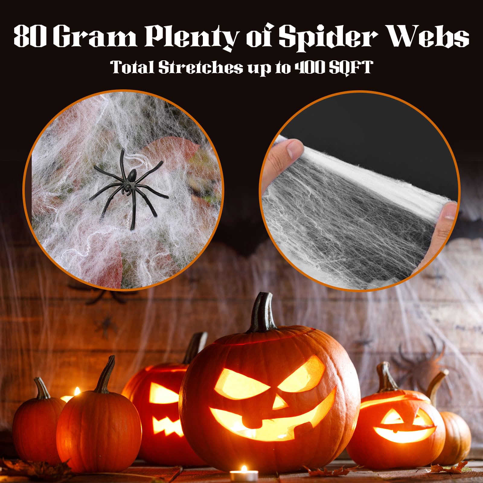 ZoneYan Halloween Decorazioni, 5m Ragnatela Triangolare + 150cm Ragno Halloween Gigante + 40g Seta di Ragno + 20 Mini Ragno, Addobbi Halloween Casa Accessori Horror per Esterno Giardino