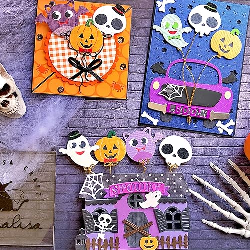 Miniatura 4 de Troqueles de metal con forma de murciélago de globo espeluznante para Halloween, Halloween, fantasma, calavera, calabaza, murciélago, lazo,