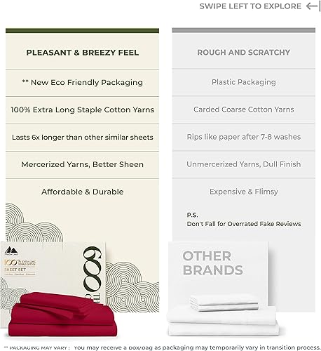 Miniatura 67 de Mayfair Linen - Juego de sábanas tamaño individual XL de 600 hilos, 100 % algodón, 3 piezas, refrescantes, en Yaxa, para colchón profundo