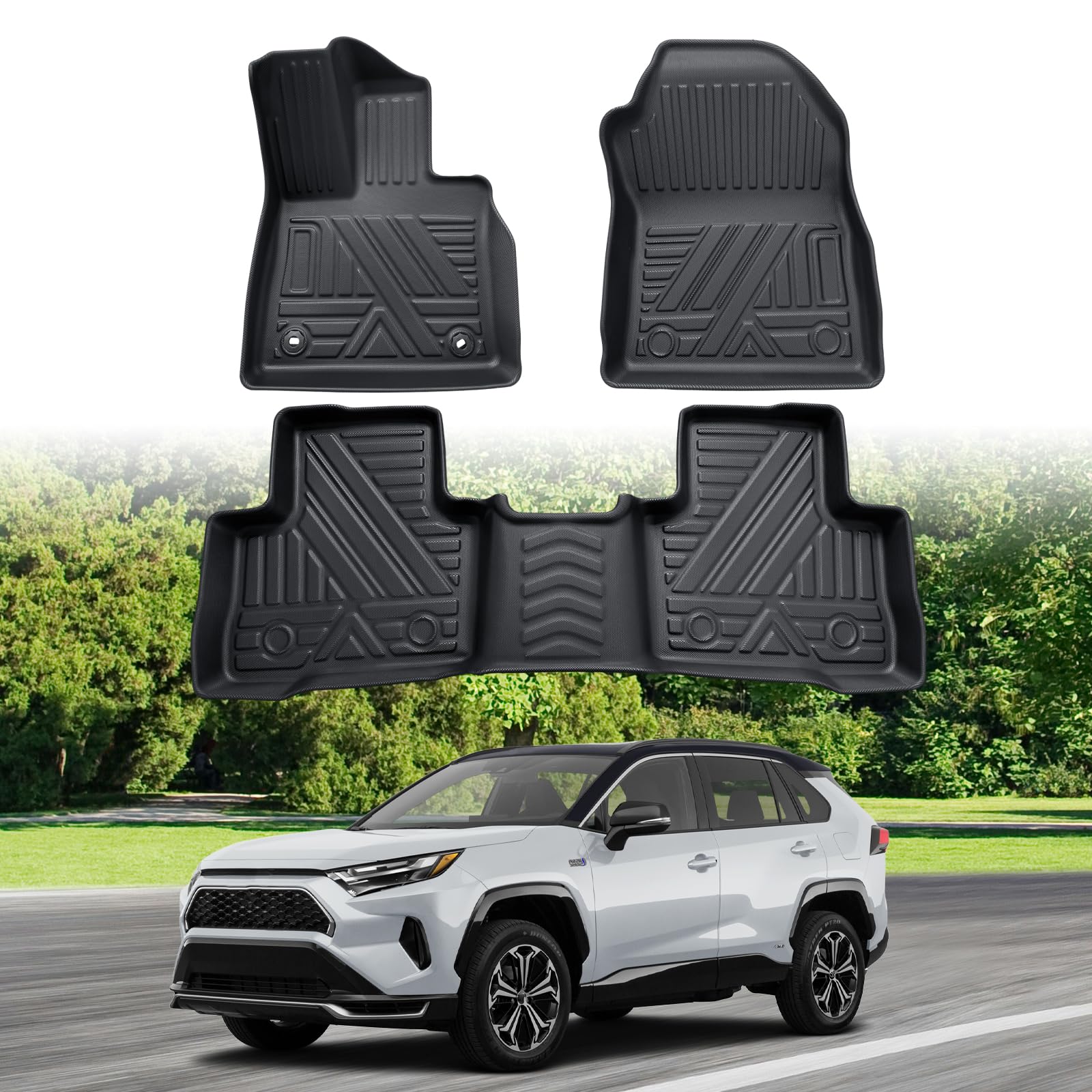 ECOZEN Alfombrillas Toyota RAV4 PHEV Plug-in Hybrid 2023-2026 de Goma para Coche 3D TPE Alfombrillas para Coche Antideslizantes talonera de Goma Reforzada de fijación para Todo Tipo de climas