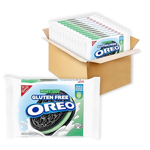 OREO Galletas de sándwich de chocolate con crema de menta sin gluten, galletas sin gluten, 12 paquetes de 12.47 onzas