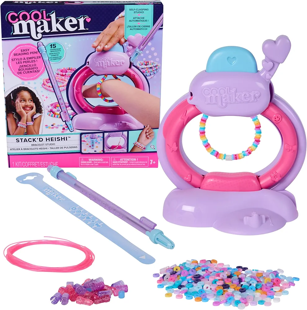 Cool Maker - Atelier À Bracelets Heishi - Machine Kit Bracelet Amitié Avec 1 220 Perles Et 1 Stylo À Perles - Utilisation Simple - Tendance Fun Facile - Loisir Créatif Enfant - Jouet Enfant 7 Ans Et +