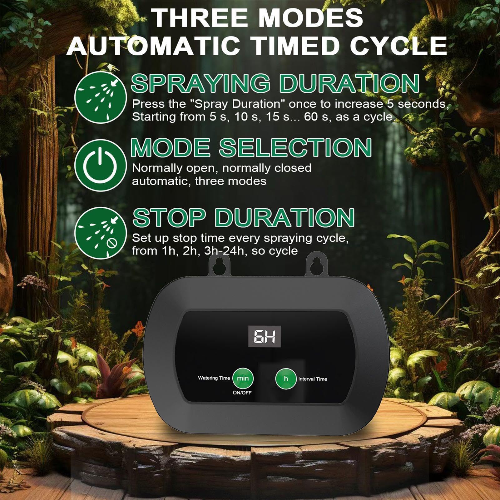 Umidificatore da Terrario Nebulizzatore con Ugello Regolabile a 360 Gradi | Nebulizzatore Automatico per Terrario con Timer Per Terrari, Paguri, Camaleonti, Lucertole, , Rane, Anfibi e Habitat