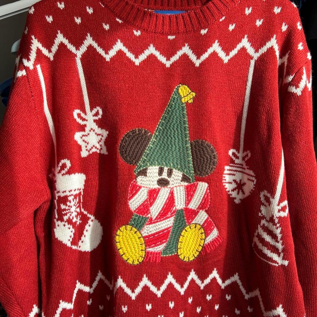 ディズニー　クリスマス　リルリンリン　セーター　2枚セット　赤&ネイビー ディズニー クリスマス リルリンリン セーター 2枚セット 赤&ネイビー