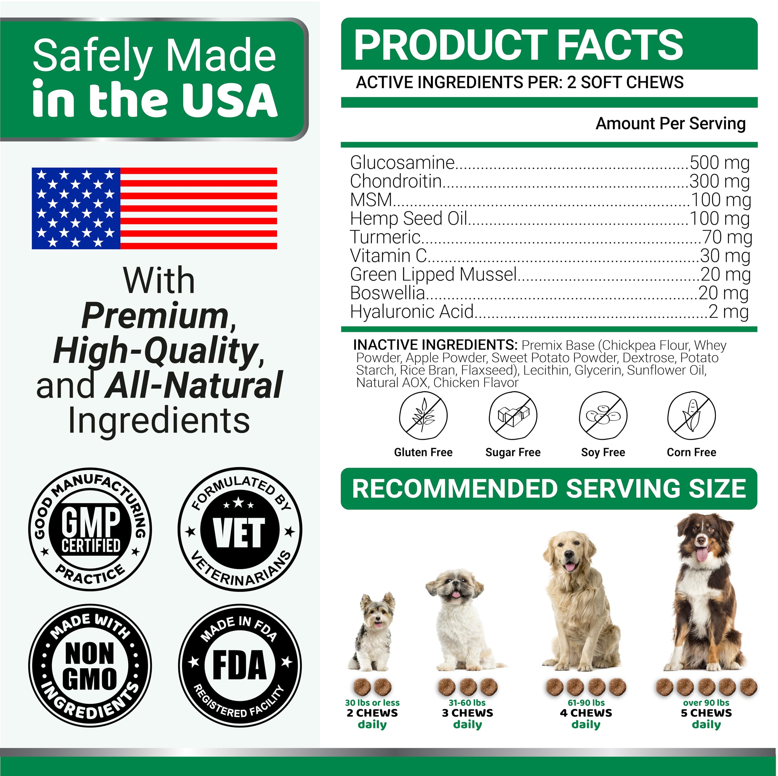 YUMA'S Hemp Hip and Joint Supplement for Dogs - Glucosamine for Dogs - 170 Joint Pain Relief Chews - Chondroitin, MSM - Hemp Oil - Advanced Canine Health Supplement - Mobility Support Treats - image 6