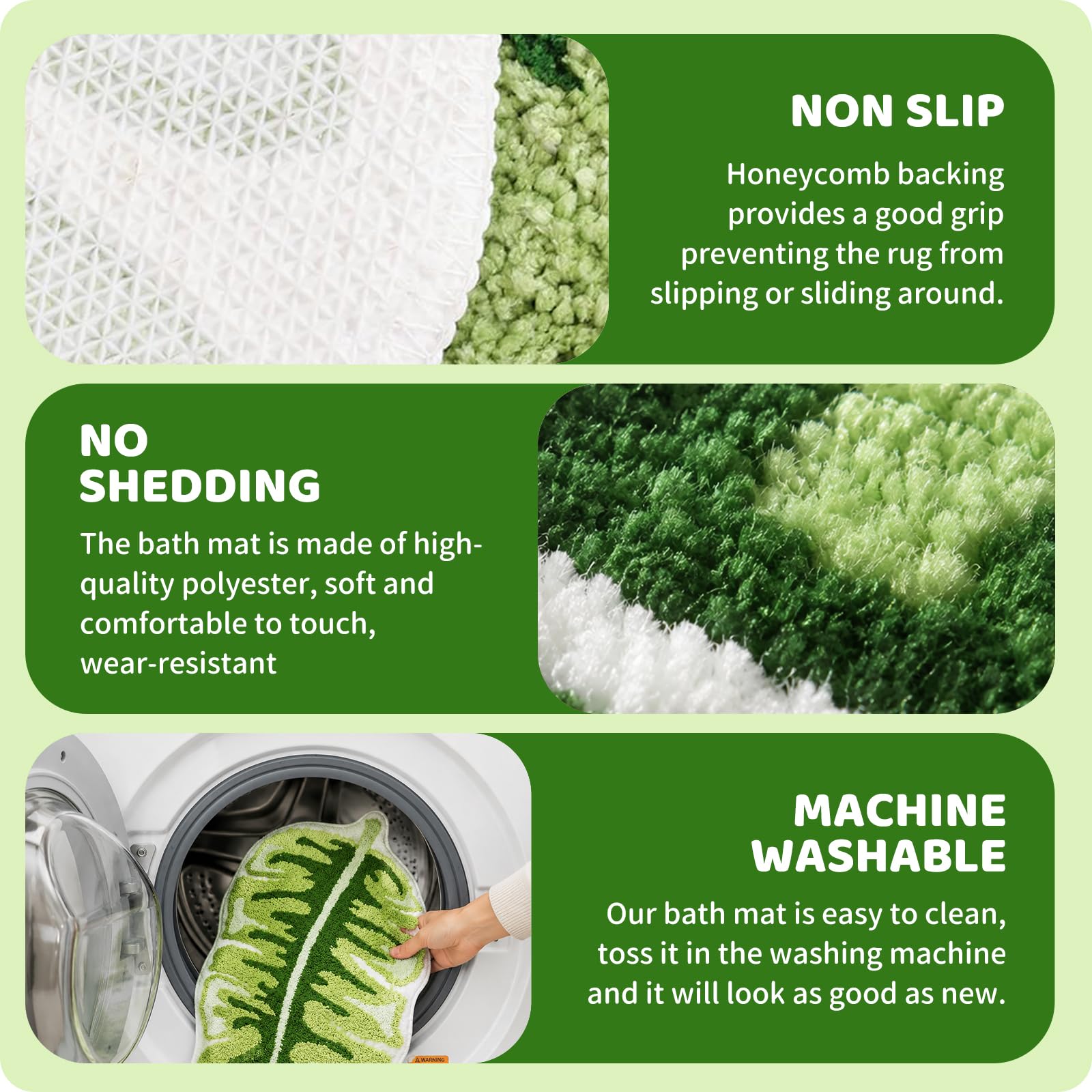 Tappeto da Bagno Passatoia a Forma di Foglia di Banano Verde, Grande Tappeto da Bagno a Forma di Foglia di Palma, Morbido in Microfibra Soffice Antiscivolo Lavabile Assorbente 114x50cm