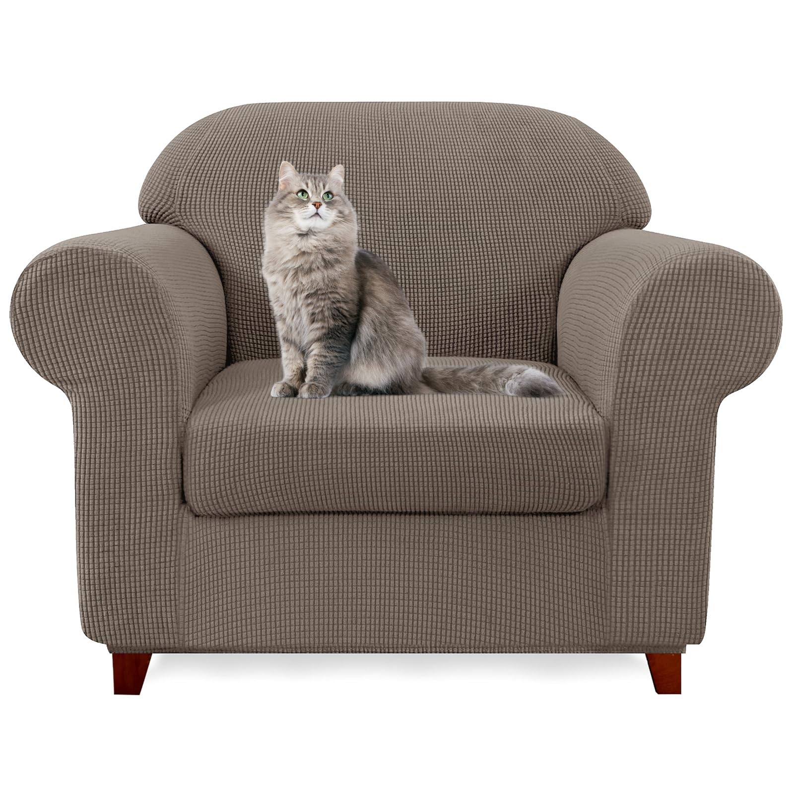 SYLC Ektorp Sofa Cover with Seat Cushions Covers and Backrests Covers Sofa Covers Stylish Stretch Jacquard Couch Slipcover Protector (Taupe,Chair+1 L Seat)