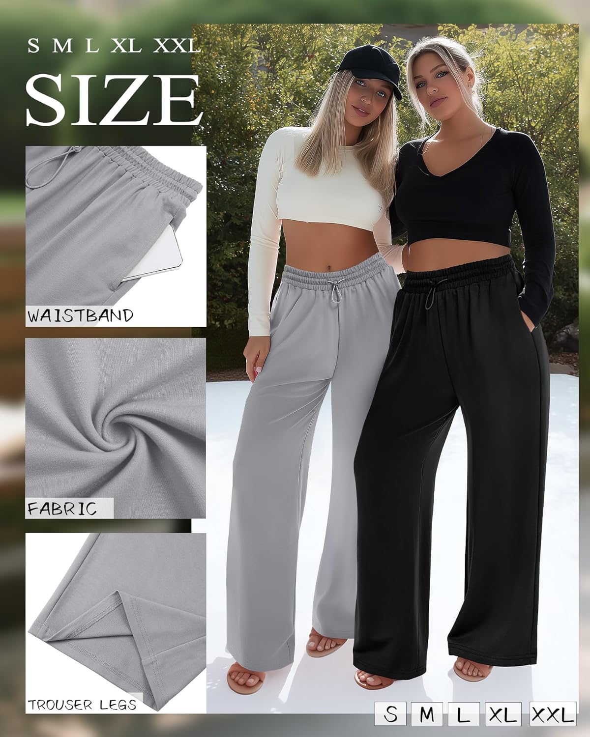 4 Pack Womens Wide Leg Sweatpants Elastic Waist Lounge Baggy Pants Straight Leg Soft Casual Joggers with Pockets - Image 3