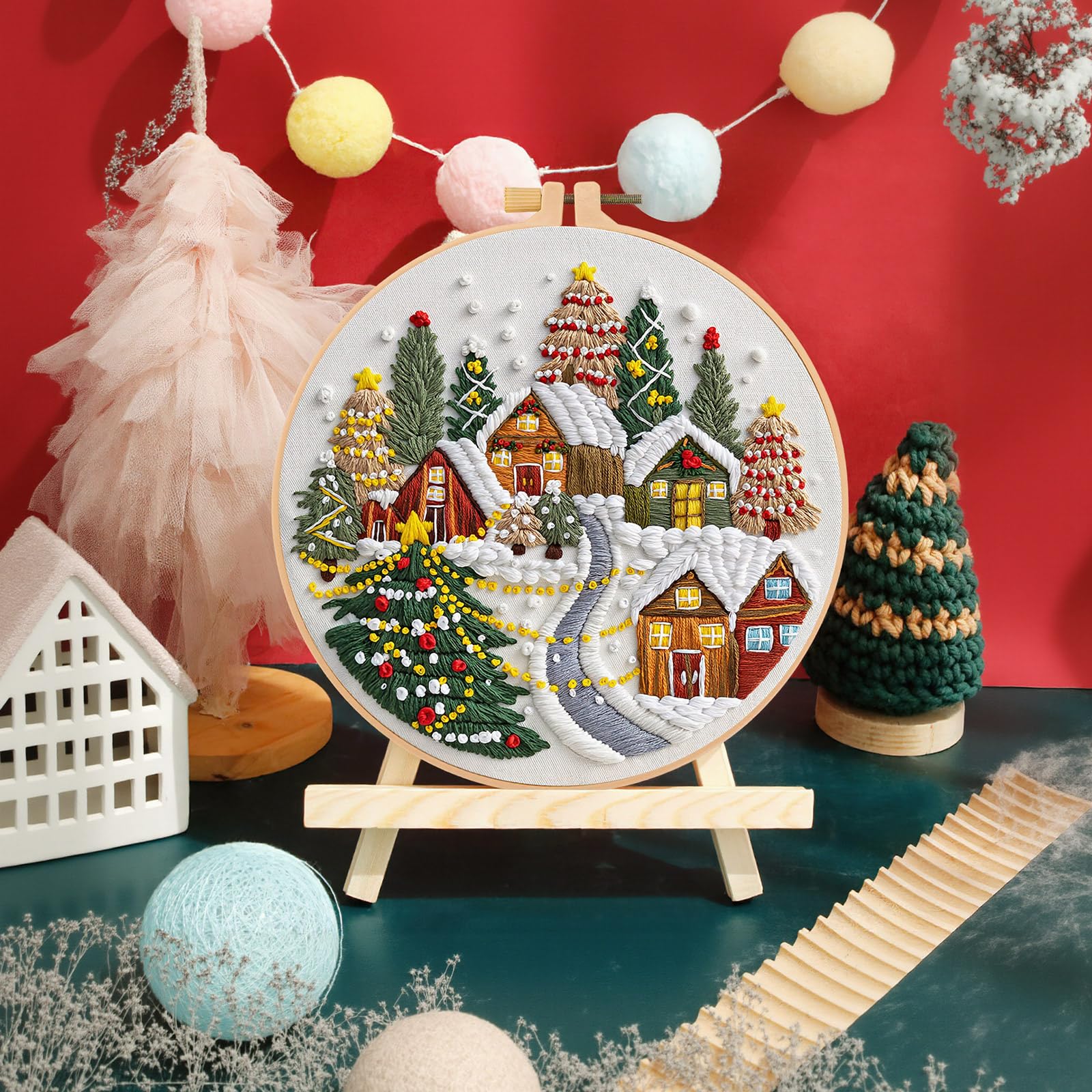 JSRQT Kit Broderie Point De Croix Christmas Noël DIY Embroidery